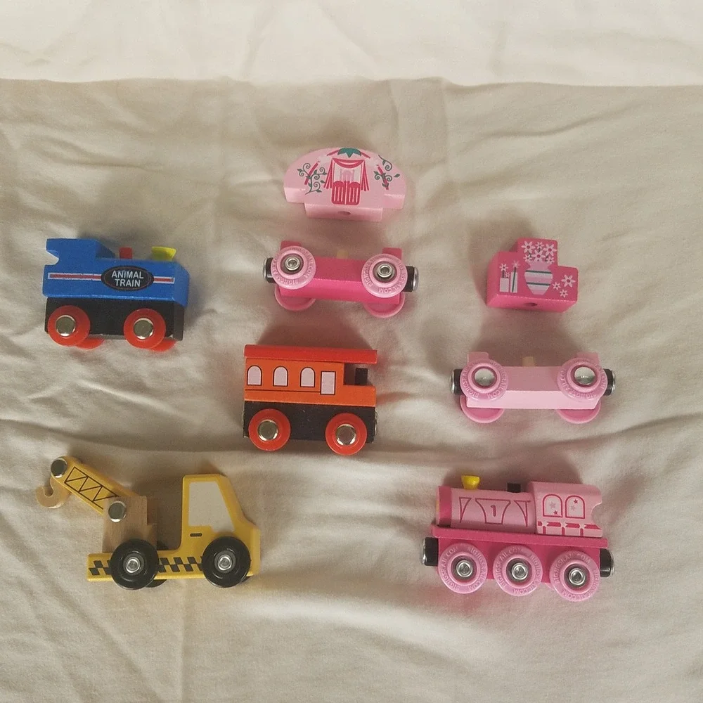 Bigjigs Wooden Magnetic Train Construction Toy Lot Kids Multicolor Excellent 6pc